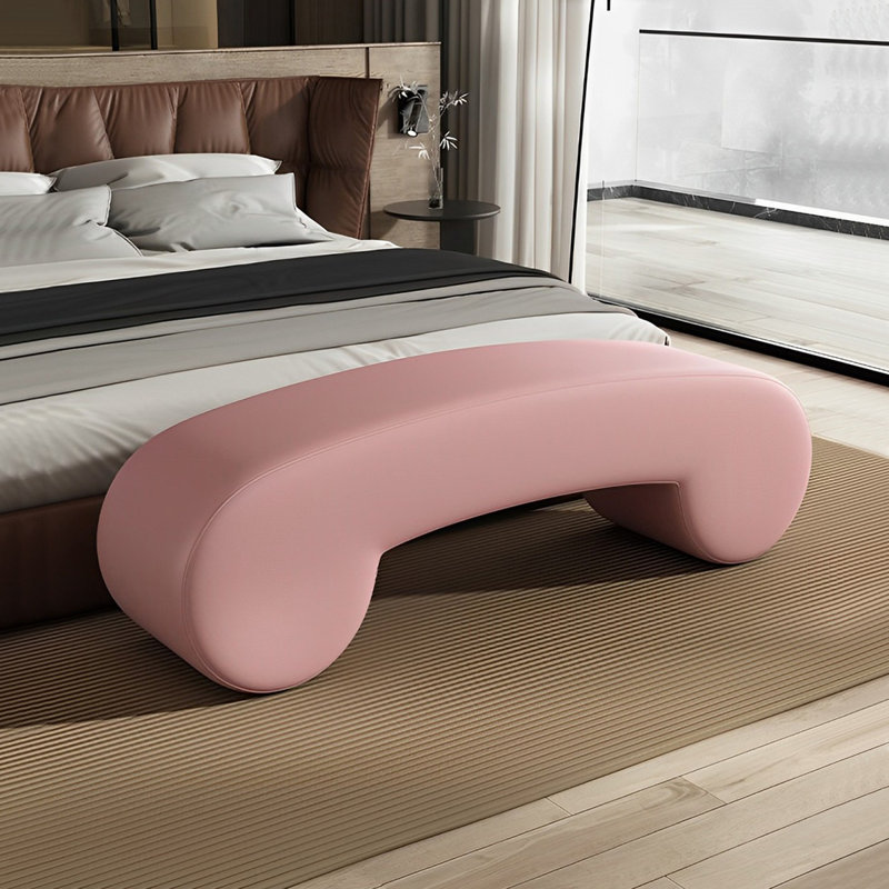 Banc rembourré en cuir Tierone Match, Rose
