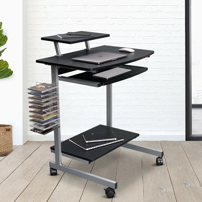 Techni Mobili Compact Computer Cart With Storage, Espresso