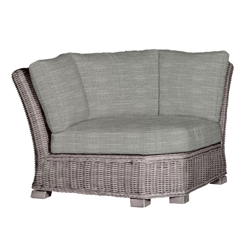 Rustic Woven Sectional Corner, Rollo Chambray InsideOut® Linen, No Welt, Oyster