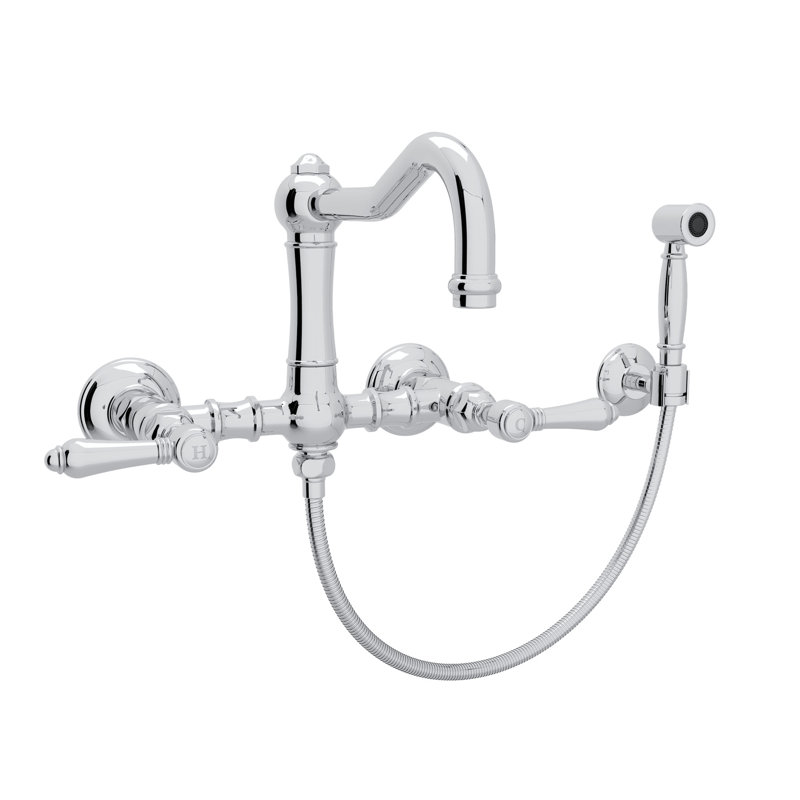 Acqui® Wall Mounted Bridge Faucet with Accessories, Lever Handle, Polished Chrome