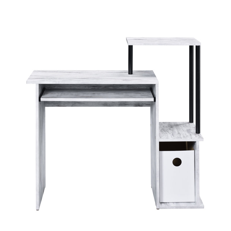 Bureau d'ordinateur avec plateau à clavier et vaste espace de rangement, Gris