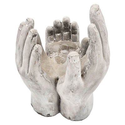 Ciment antique gris avec 9 mains acceptant 2 plantes d'intérieur et d'extérieur et des bougies
