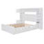 Lit double en bois avec armoire tout-en-un, tablette et prises, lit gigogne simple, blanc