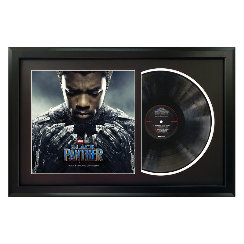 «Black Panther», disque original encadré avec passe-partout noir, Noir