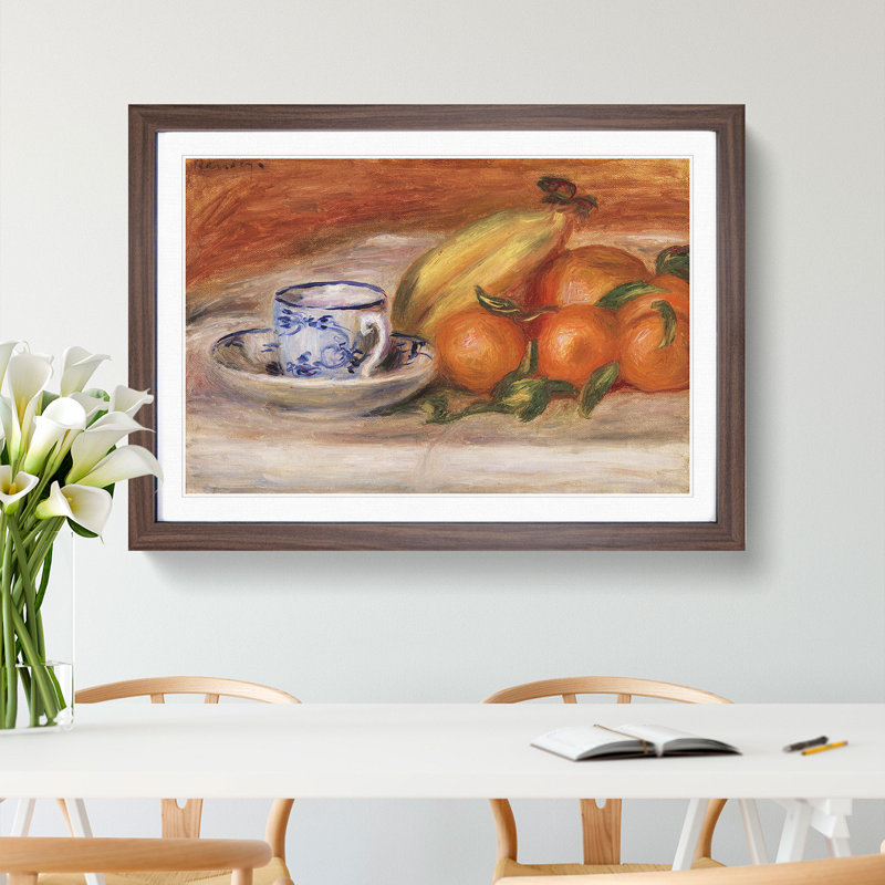 Still Life with Fruits Vol.2 by Pierre-Auguste Renoir - Picture Frame Painting, 65cm H x 90cm W x 2cm D, Walnut