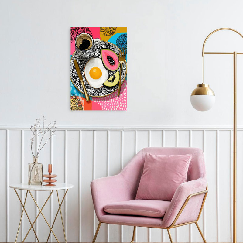«Vibrant Petit déjeuner», art mural abstrait coloré, fruits tropicaux, H 24 po x l 16 po