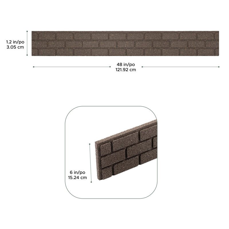 Tierra Verde 48"L x 6"H Bricks, Super Flexible Garden Border Kit, 6 Pack, Brown
