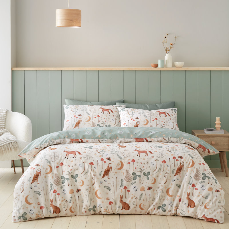 Enchanted Twilight Animals Duvet Cover Set, Single Duvet Cover + 1 Standard Pillowcase, Natural