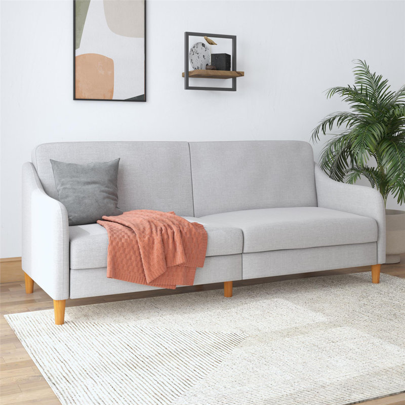 2 Seater Linen Blend Sleeper, Light Gray Performance