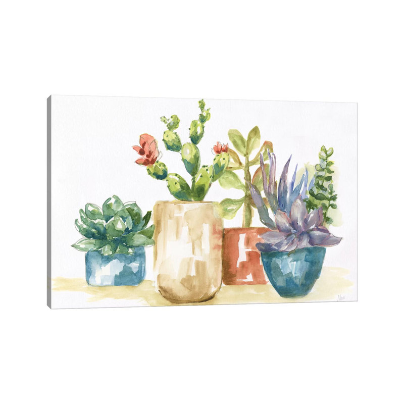 Summer Succulents I - Painting on Canvas, 101.6 cm H x 66.04 cm W x 3.175 cm D, Wrapped Canvas