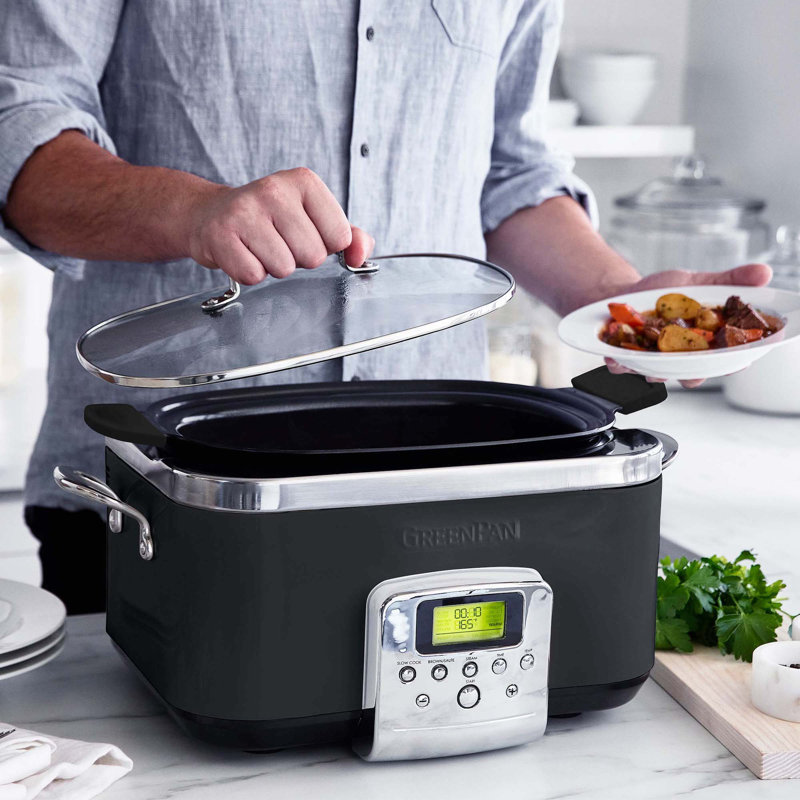 GreenPan Elite Ceramic Nonstick 6-Quart Slow Cooker, Gray
