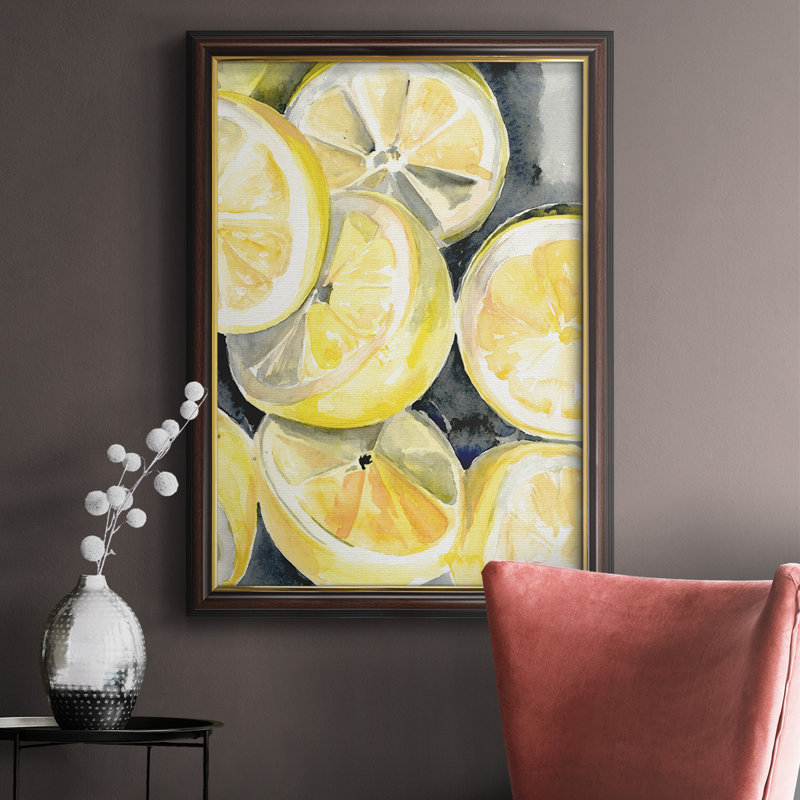 Lemon Slices I, toile encadrée de qualité supérieure - prête à être accrochée, H 36 po x l 24 po x P 1 po