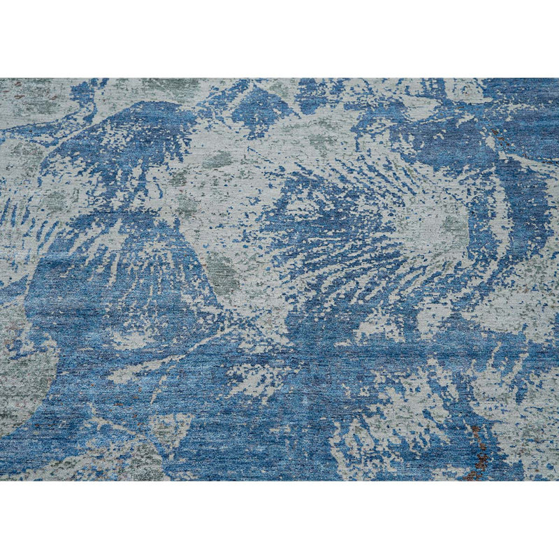 Hand Knotted Abstract Area Rug, Rectangle 9' x 12'
