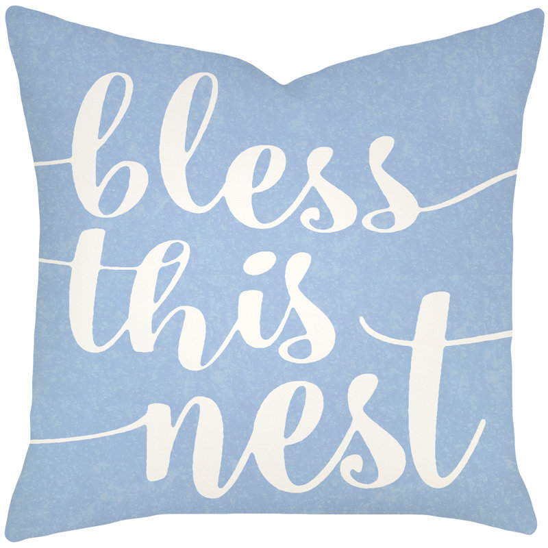 Cotton Throw Pillow, 18" H x 18" W x 6" D, Light Blue