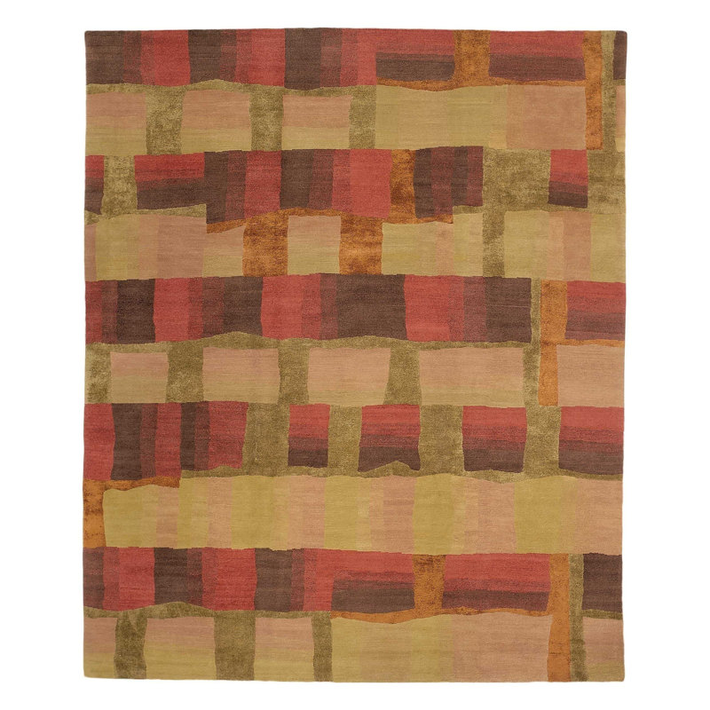 Eva H Hand Knotted Geometric Area Rug, Rectangle 9' x 12'