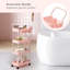 Chariot de rangement mince sur roulettes avec roulettes, organisateur à 4 niveaux avec séparateurs, tasses et crochets suspendus, chariot de salle de bain peu encombrant, assemblage facile-115124756