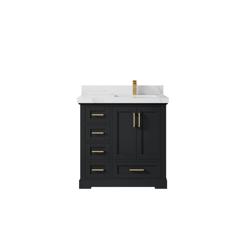 Boston 36 po X P 22 po De meuble-lavabo en fer forgé, Sienne Calacatta