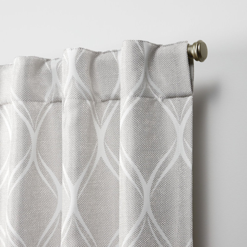 Dove Grey Jacquard Blackout Room Darkening Curtain Panels, 52" x 96"