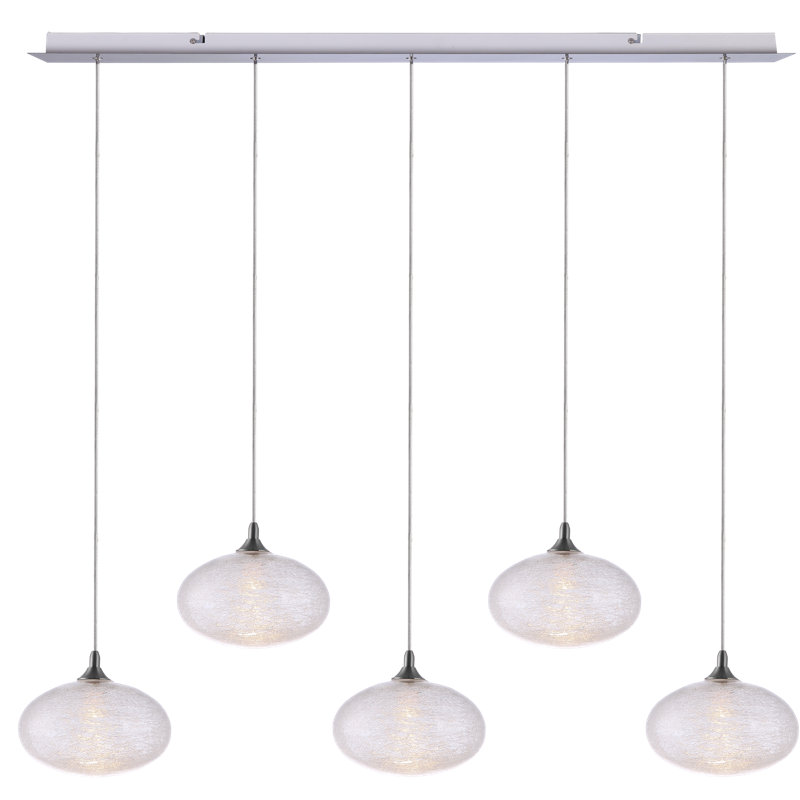 Luminaire suspendu géométrique à DEL 5 lumières Alvie, Chrome