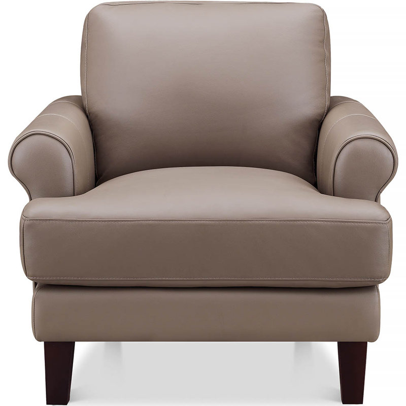 Fauteuil en cuir Maybell, Cuir véritable brun cendré Maybell Dawn