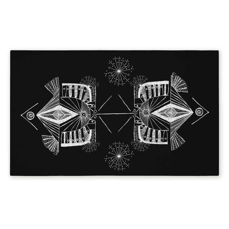 Tapis d'extérieur à motif géométrique Fractal Elements, par El Perkin, 18 po x 30 po, Éléments géométriques fractaux