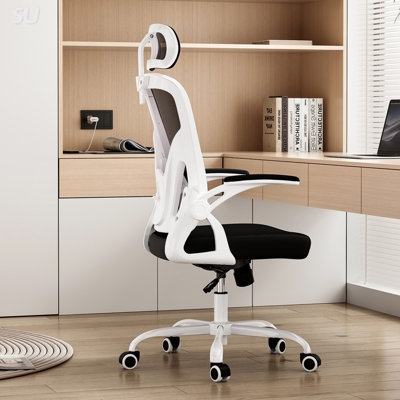 Ergonomic Office Chair with Adjustable Headrest, Lumbar Support, and Flip-Up Armrests for Comfortable Home Office Use