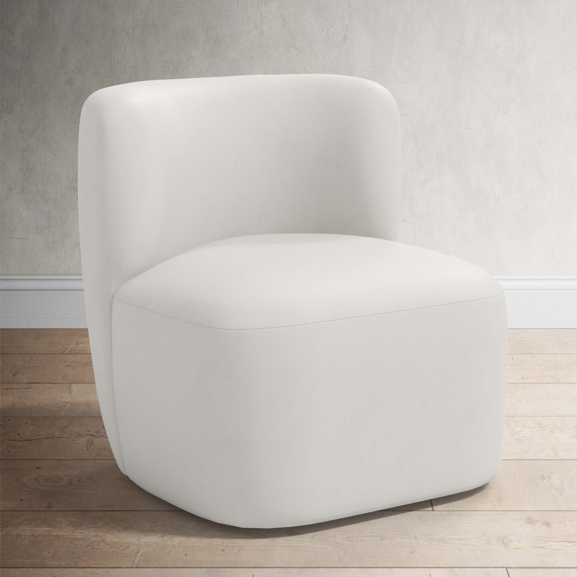 Mariza Upholstered Swivel Accent Chair, Bella Light Gray Performance Velvet