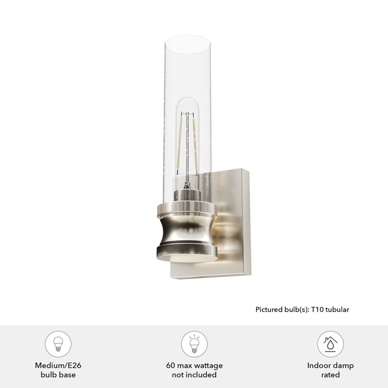 Lenlock Aluminum Armed Sconce, Clear, Brushed Nickel