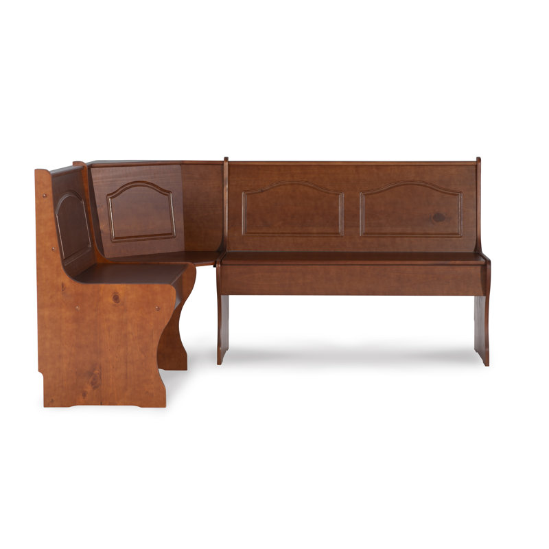 Jiles 5 Person Corner Solid Pine Breakfast Nook with Hidden Storage, Walnut