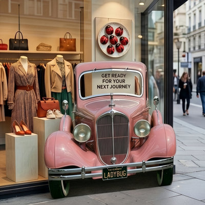 SS11380 1920s Pretty Pink Car Party Prop Cardboard Cutout Standee Standup
