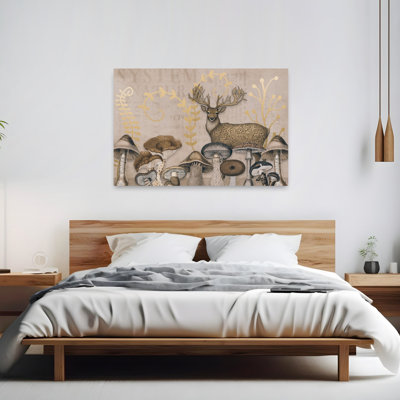 Affiche murale vintage représentant un cerf des bois, élégante et rustique, avec un cerf de la forêt et la nature.