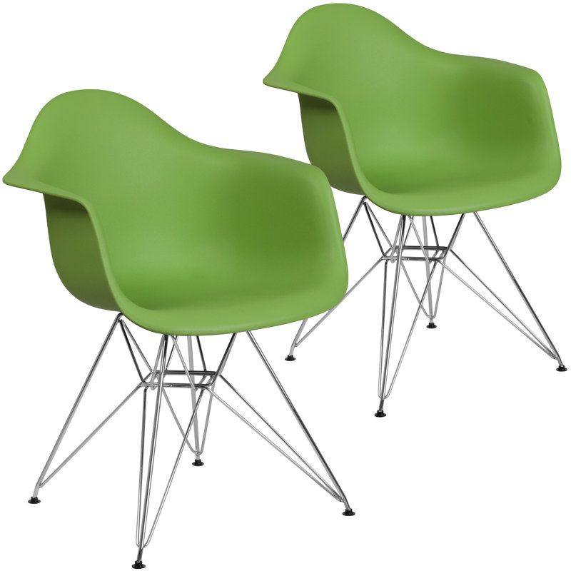Chaise en plastique Herculaneum avec base chromée, Vert