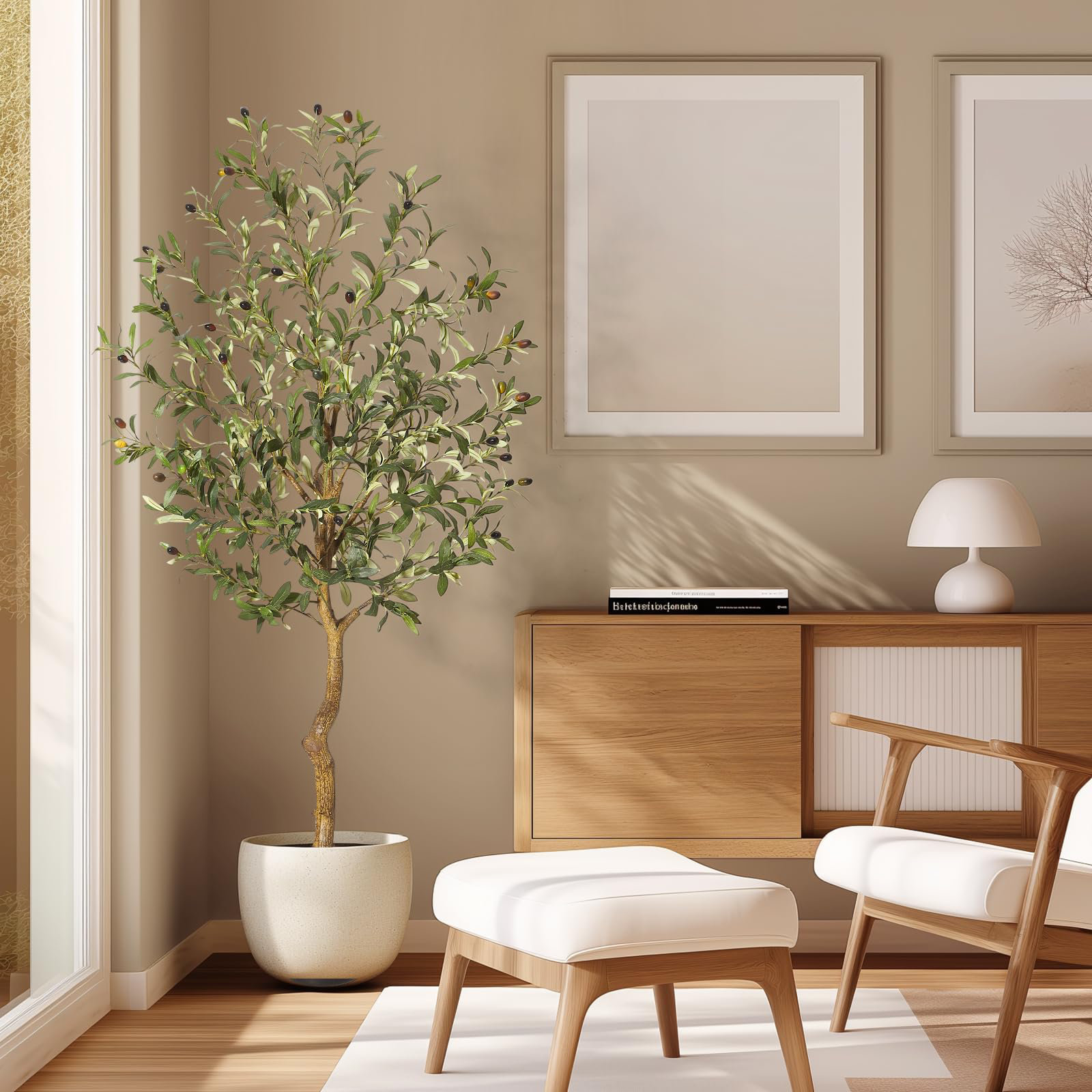Primrue Faux Olive Tree Artificial Indoor, Tall Fake Olive Tree With ...