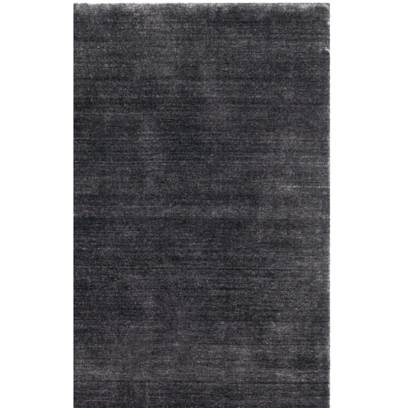 Addisyn Hand Tufted Wool/Cotton Solid Color Rug in Black, Rectangle 6' x 9'