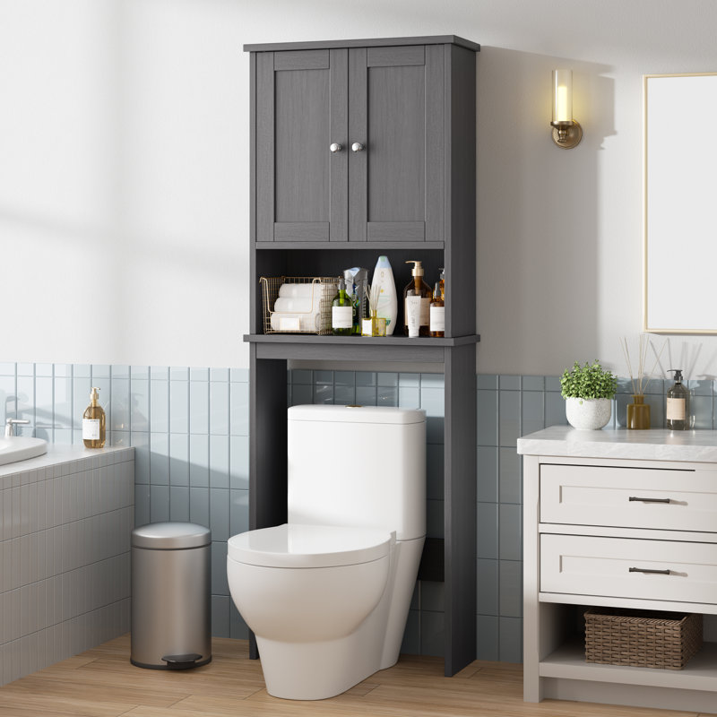 Behren 65.4"H Freestanding Over The Toilet Storage , Gray