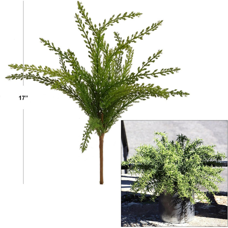 3 pièces 17 "cèdre buisson avec 18 frondes - vert faux feuillage