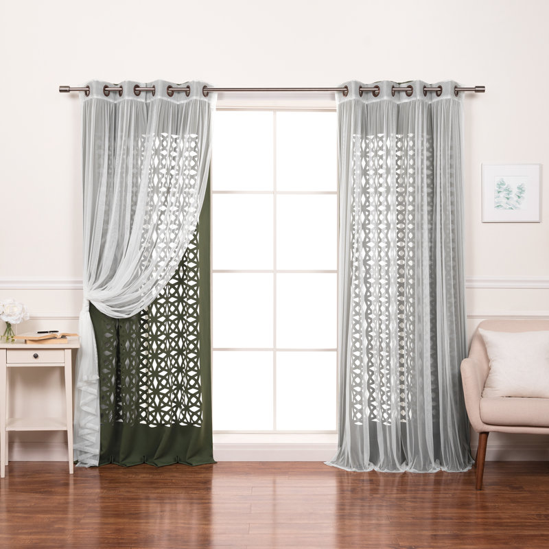 Polyester Trellis Laser Cut Out Curtains, Moss