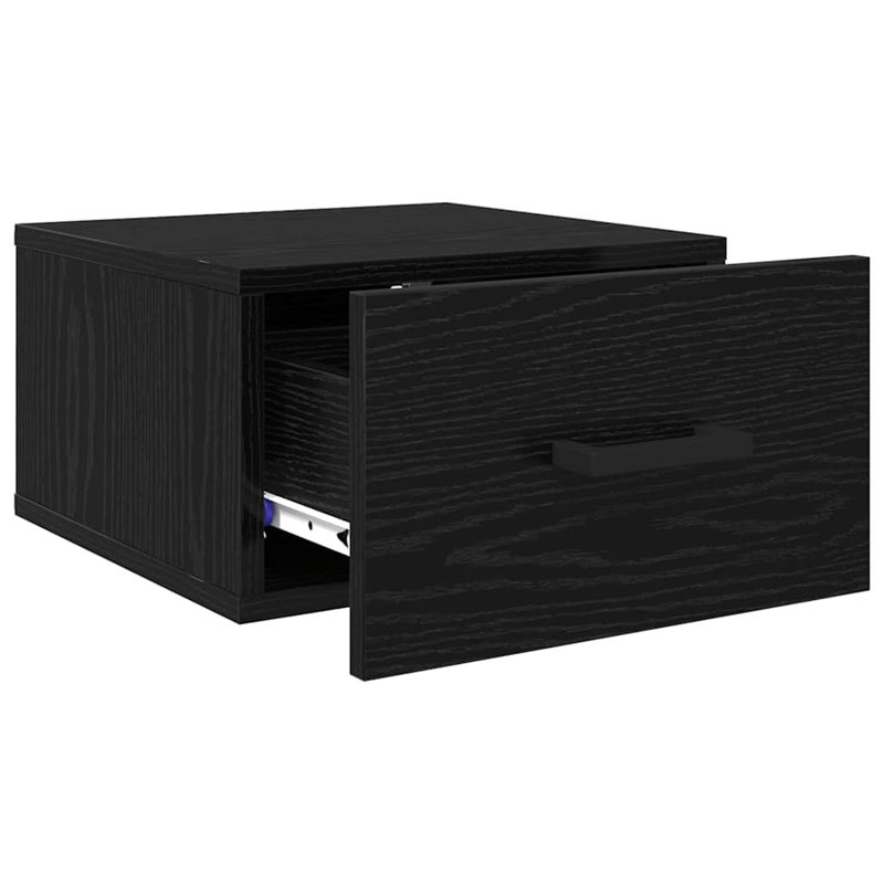35cm W Manufactured Wood Bedside Table, Black Oak