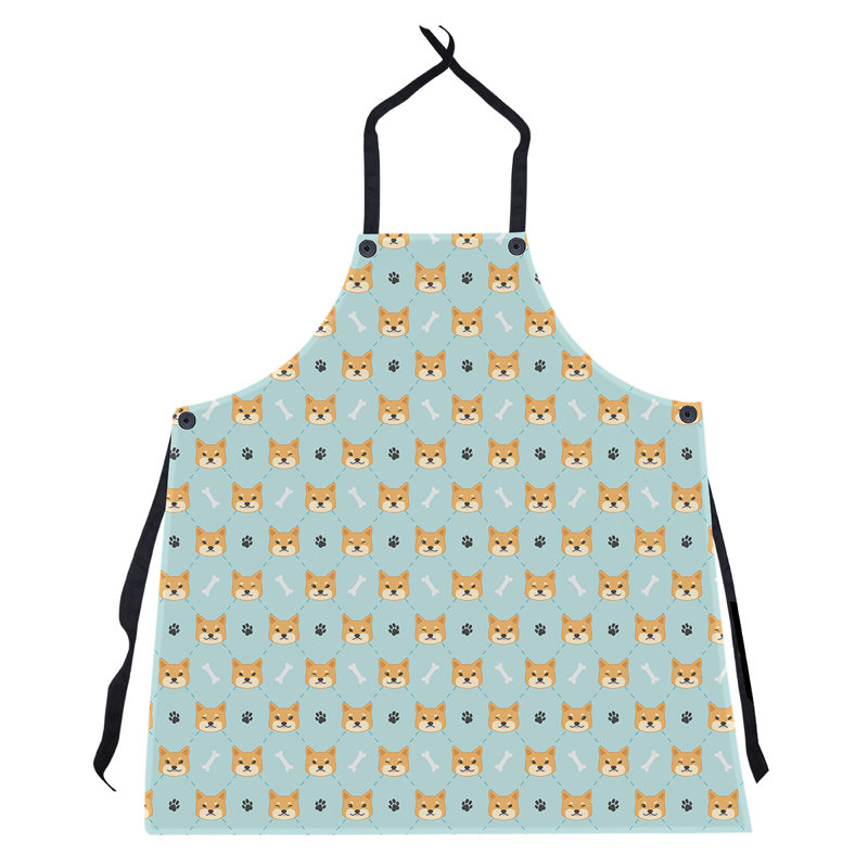 Tablier à motif shiba shiba, Bleu sarcelle