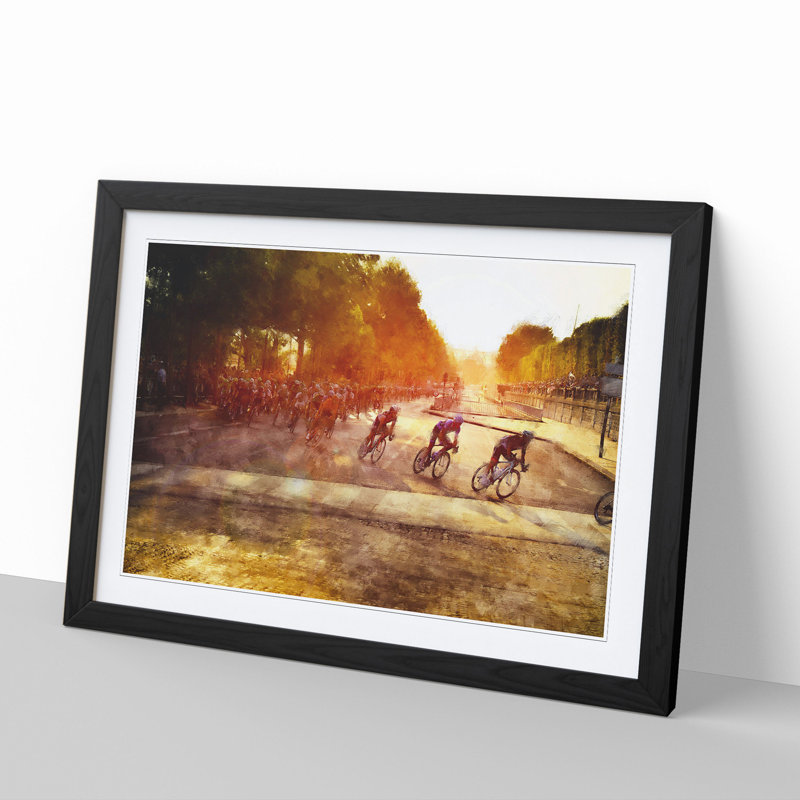 Tour de France Cycling - Picture Frame Graphic Art, 27cm H x 36cm W x 2cm D, Black