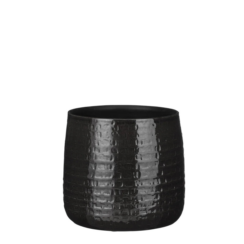 Kristine Ceramic Pot Planter, 21cm H x 24cm W x 24cm D, Black