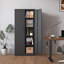 Armoire de rangement en métal 72 po H, armoire verrouillable en acier à outils noir avec portes et 4 tablettes, grands classeurs pour systèmes de rangement de garage, classeur verrouillable pour bureau personnel, salle de classe / garde-manger