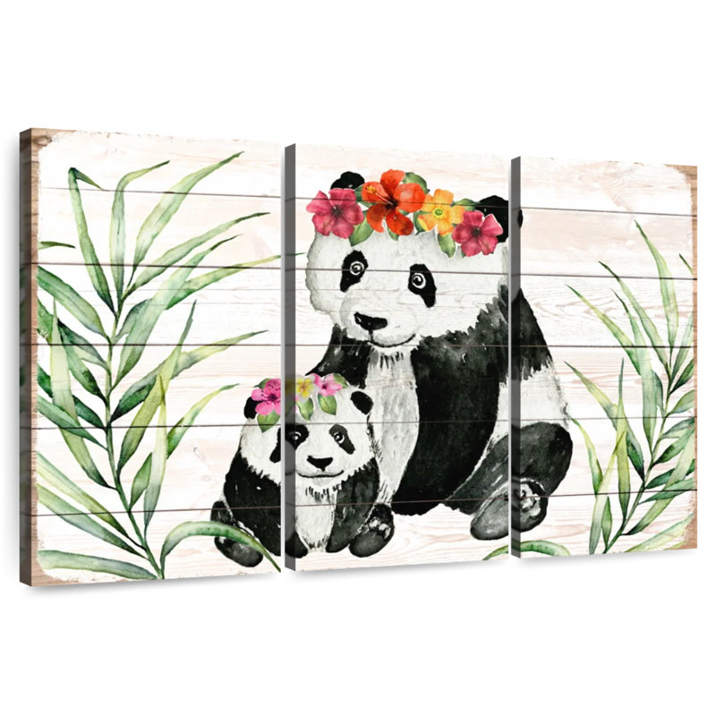 Couronne florale Brampt Pandas, H 28 po x l 45 po