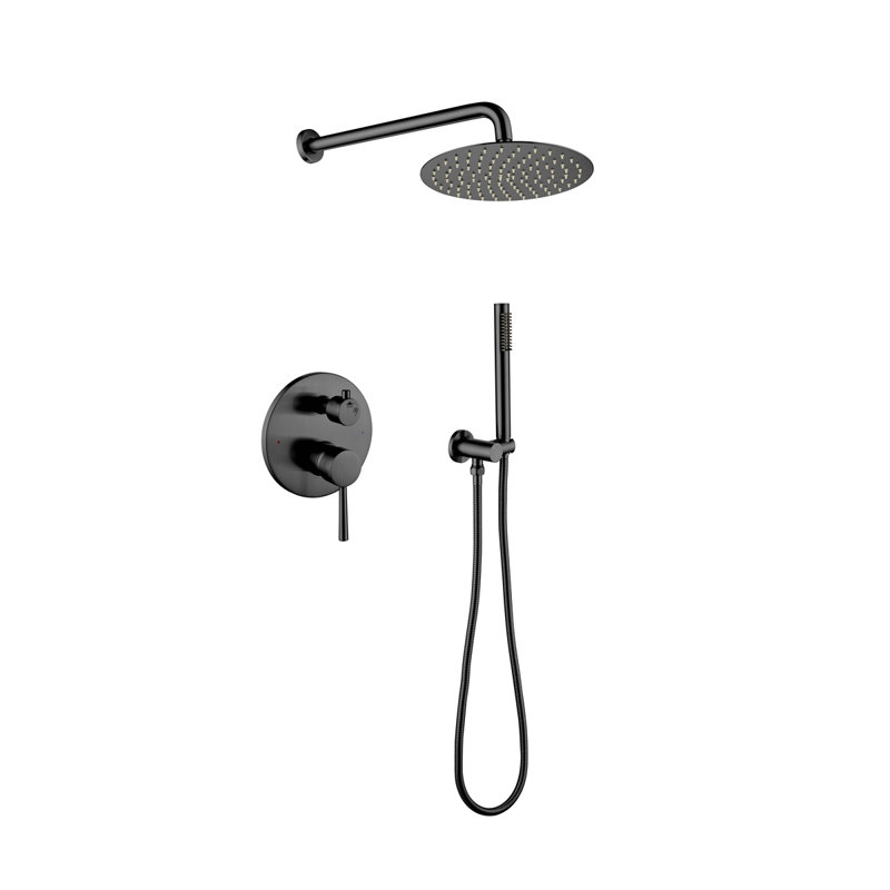 Shower System, Wall Mounted Shower Faucet Set For Bathroom With High Pressure 10" Stainless Steel Rain Shower Head Handheld Shower Set, 2 Way Pressure Balance Shower Valve Kit