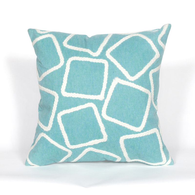 Vision I Outdoor Square Pillow Cover & Insert, Aqua