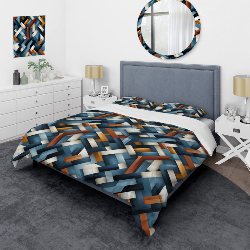Ensemble de housse de couette en microfibre Rustic Industrial Geometic Aesthétique II