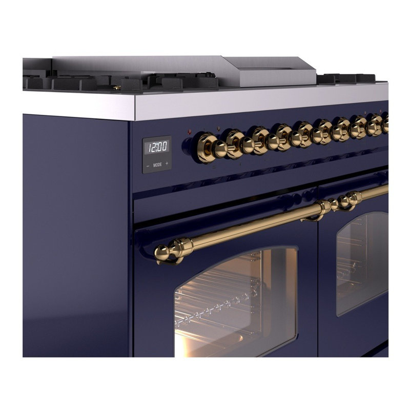 ILVE Nostalgie II 40 in Dual Fuel Range, Liquid Propane, Midnight Blue/Brass