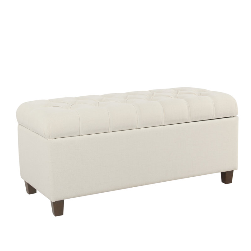 Banc de rangement rembourré Allessandra, Couleur unie crème texturée