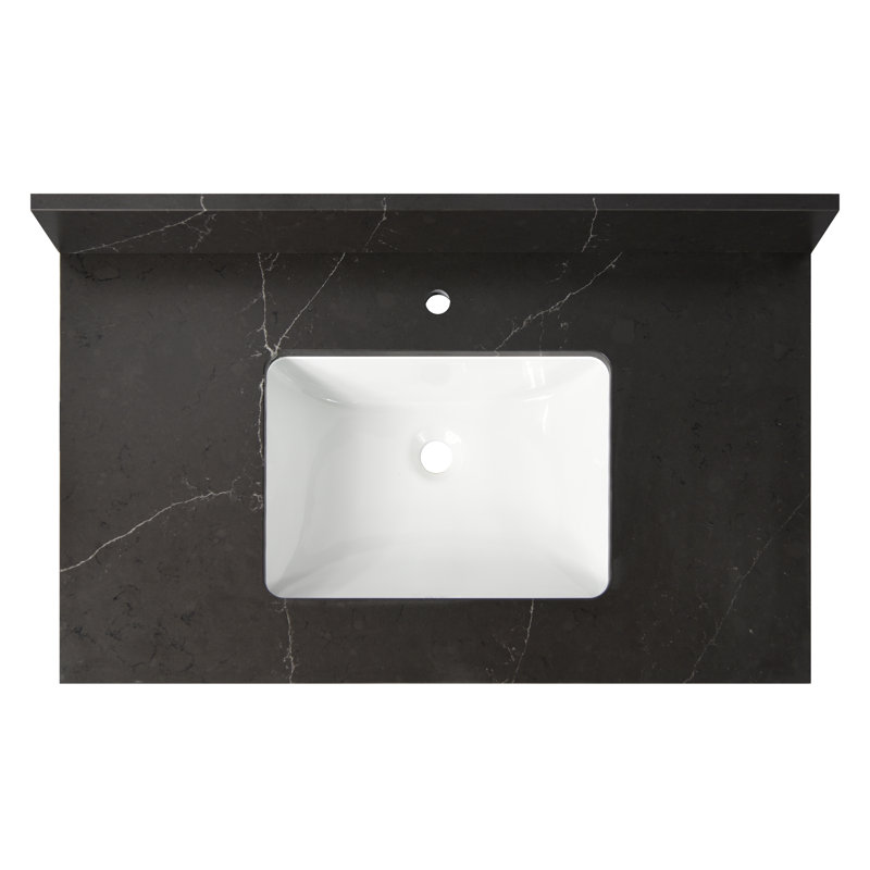 Plateau de meuble-lavabo simple 37 po avec lavabo, Noir Broadway