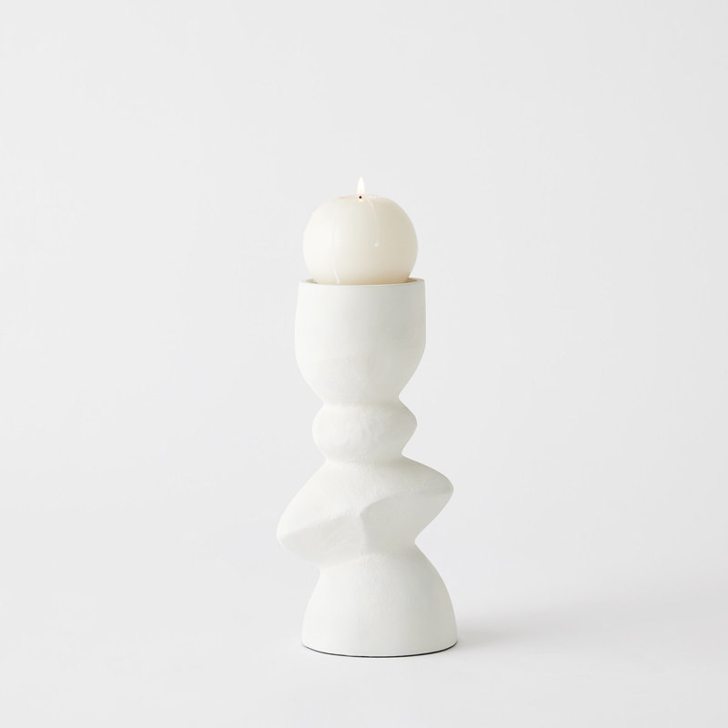 Pradier Candle Holder-White-Med